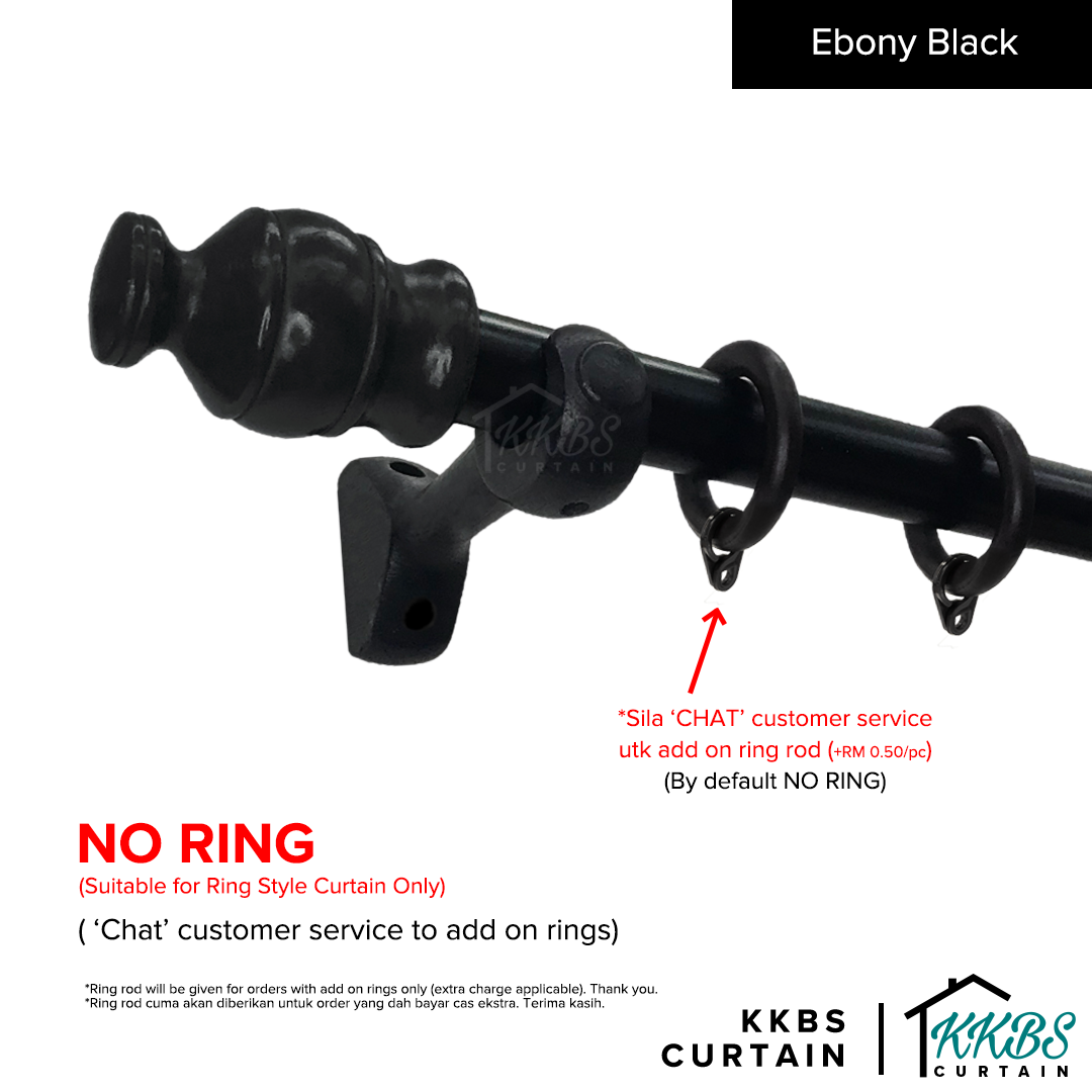 Cassedy Wooden Curtain Rod Single Complete Set