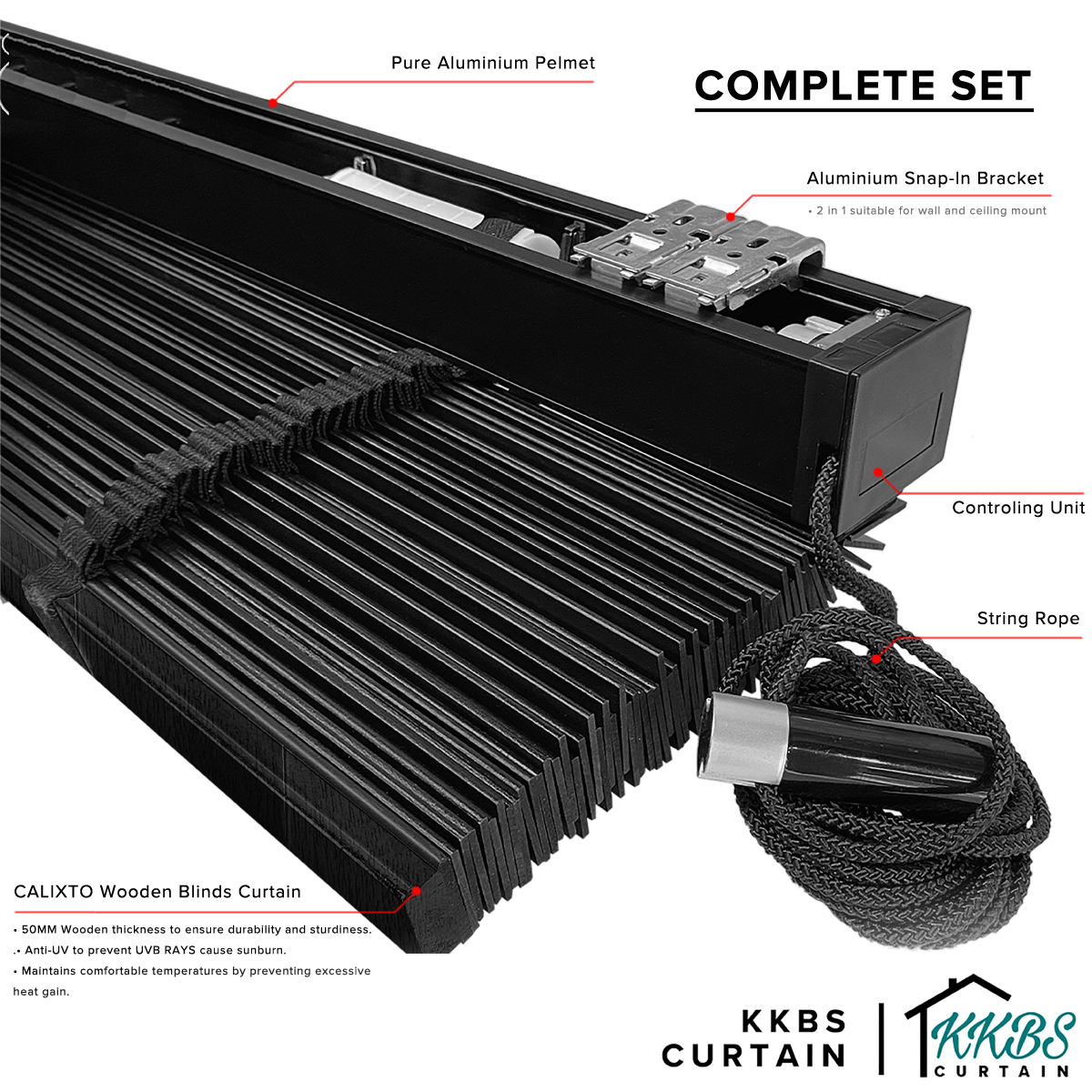 Calixto 50mm Timber Blinds / Wooden Blinds Custom Made