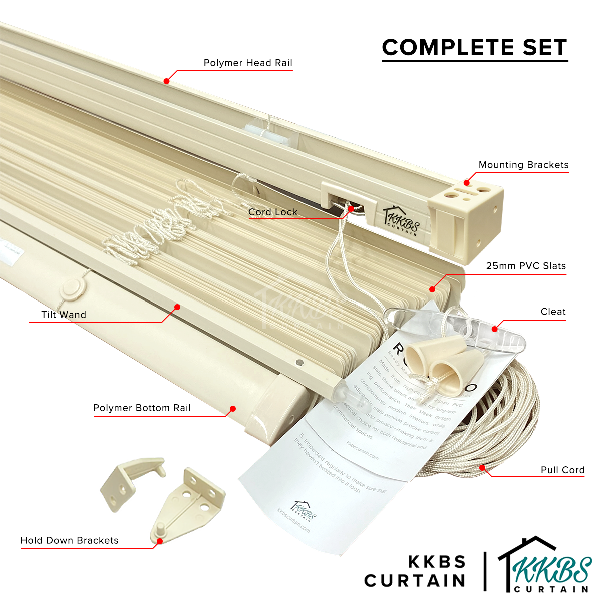 Rolezzo 25mm Venetian Blinds PVC Ready Made Complete Set
