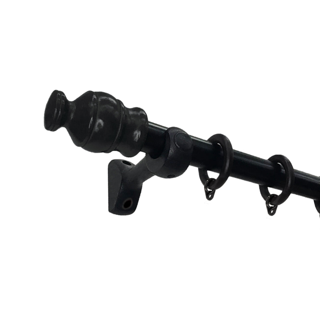 Cassedy Wooden Curtain Rod End Cap - Ebony Black