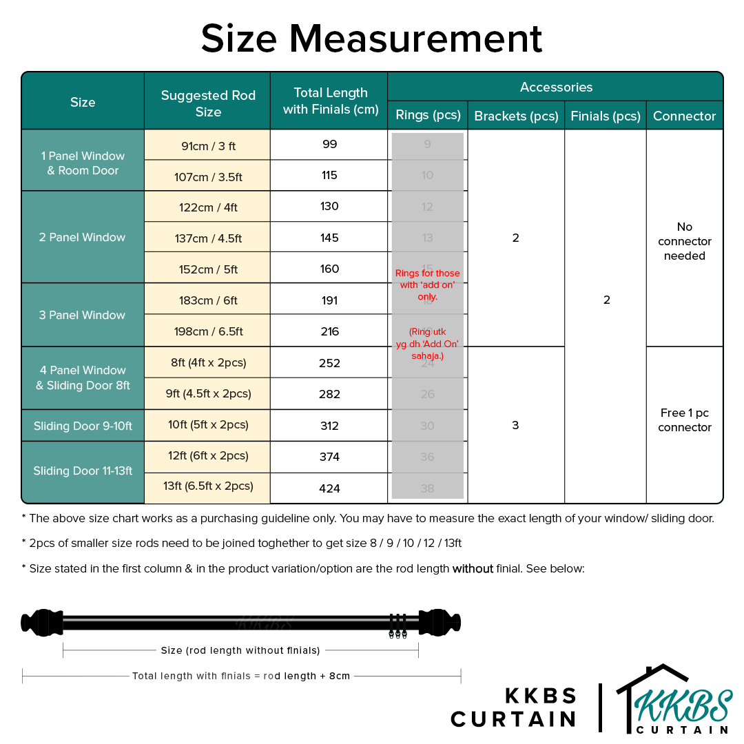 Cassedy Wooden Curtain Rod Single Complete Set