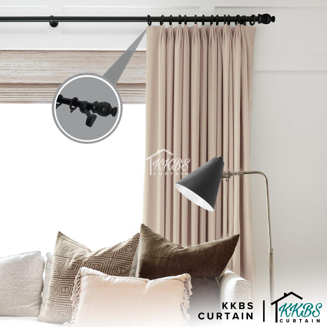 Cassedy Wooden Curtain Rod Double Complete Set