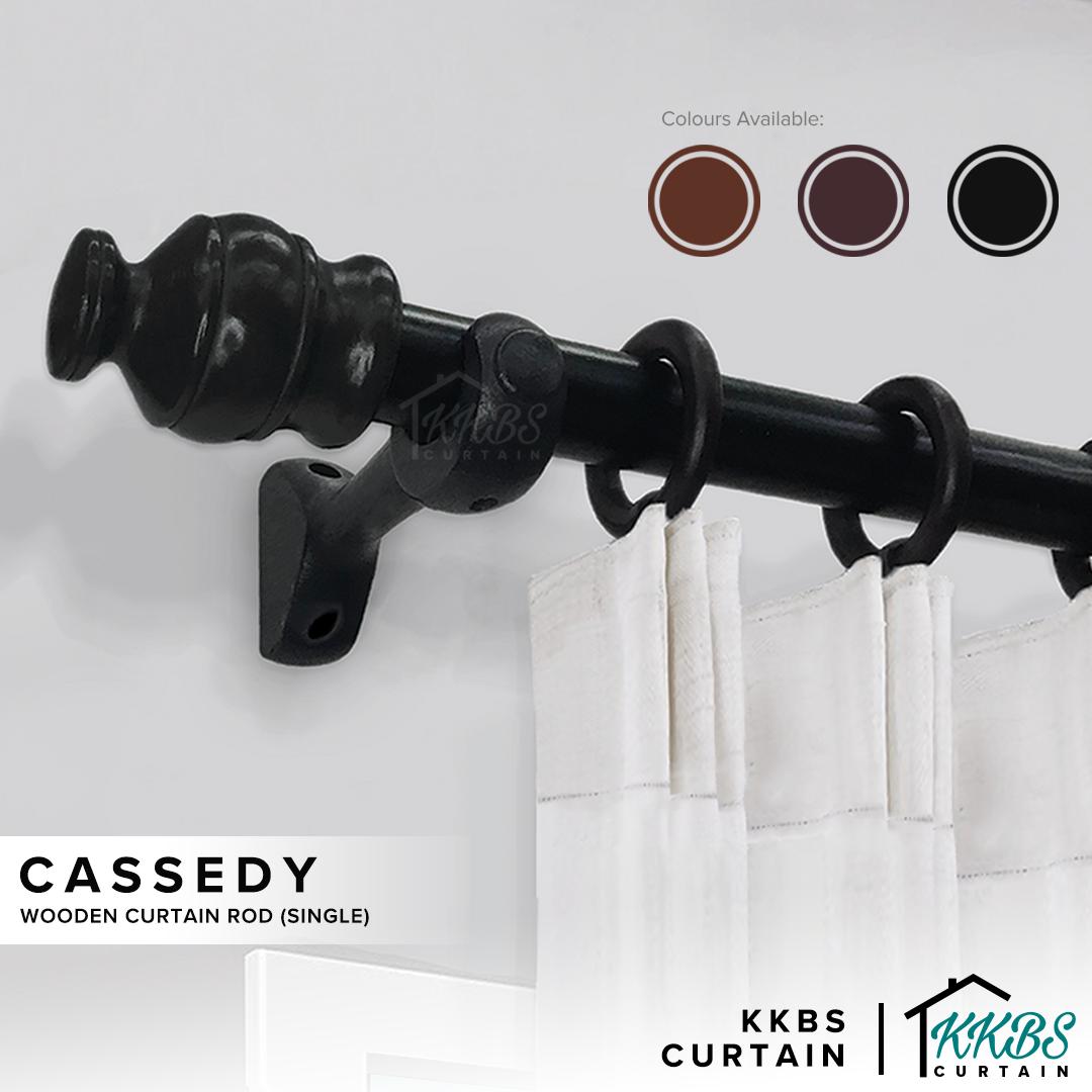 Cassedy Wooden Curtain Rod Single Complete Set