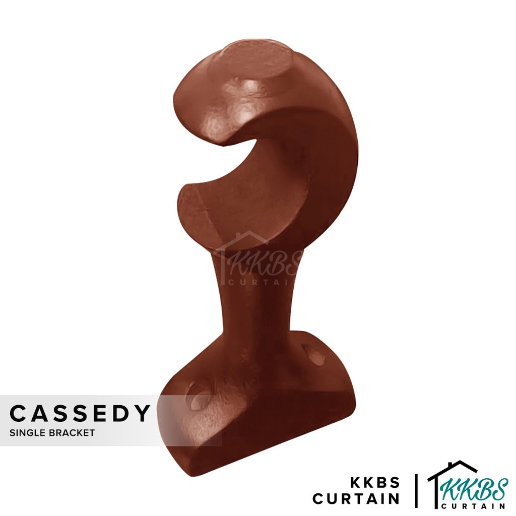 Cassedy Wooden Curtain Rod Single Bracket Natural Mahogany Colour