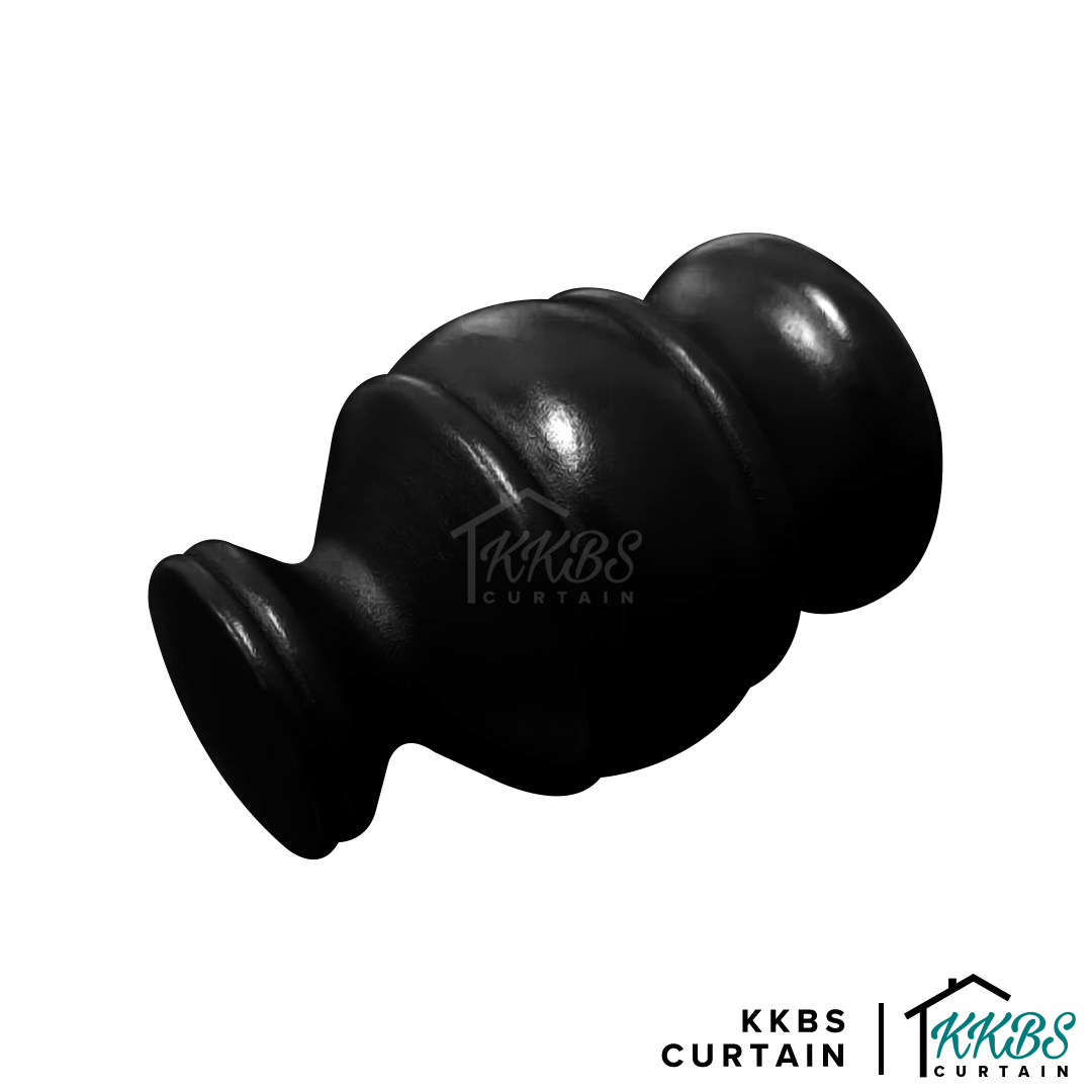 Cassedy Wooden Curtain Rod End Cap Ebony Black Colour