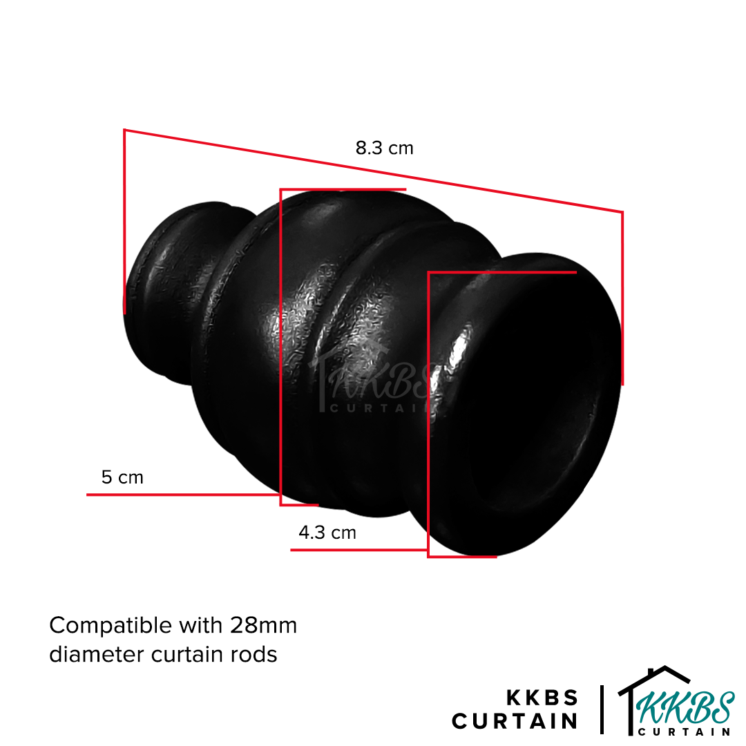Cassedy Wooden Curtain Rod End Cap Ebony Black Colour