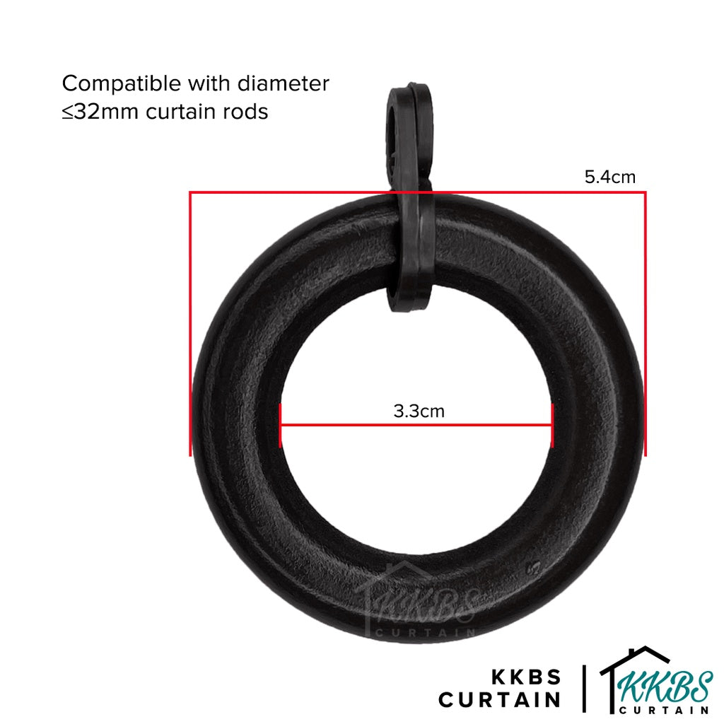 Cassedy Wooden Curtain Rod Ring Ebony Black Colour