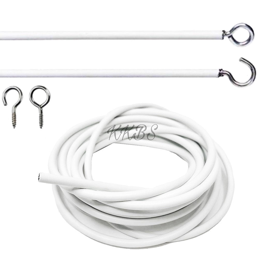 White Curtain Wire/ Spring Free Screw