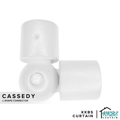 Cassedy Wooden Curtain Rod L-Shape Connector Off White Colour