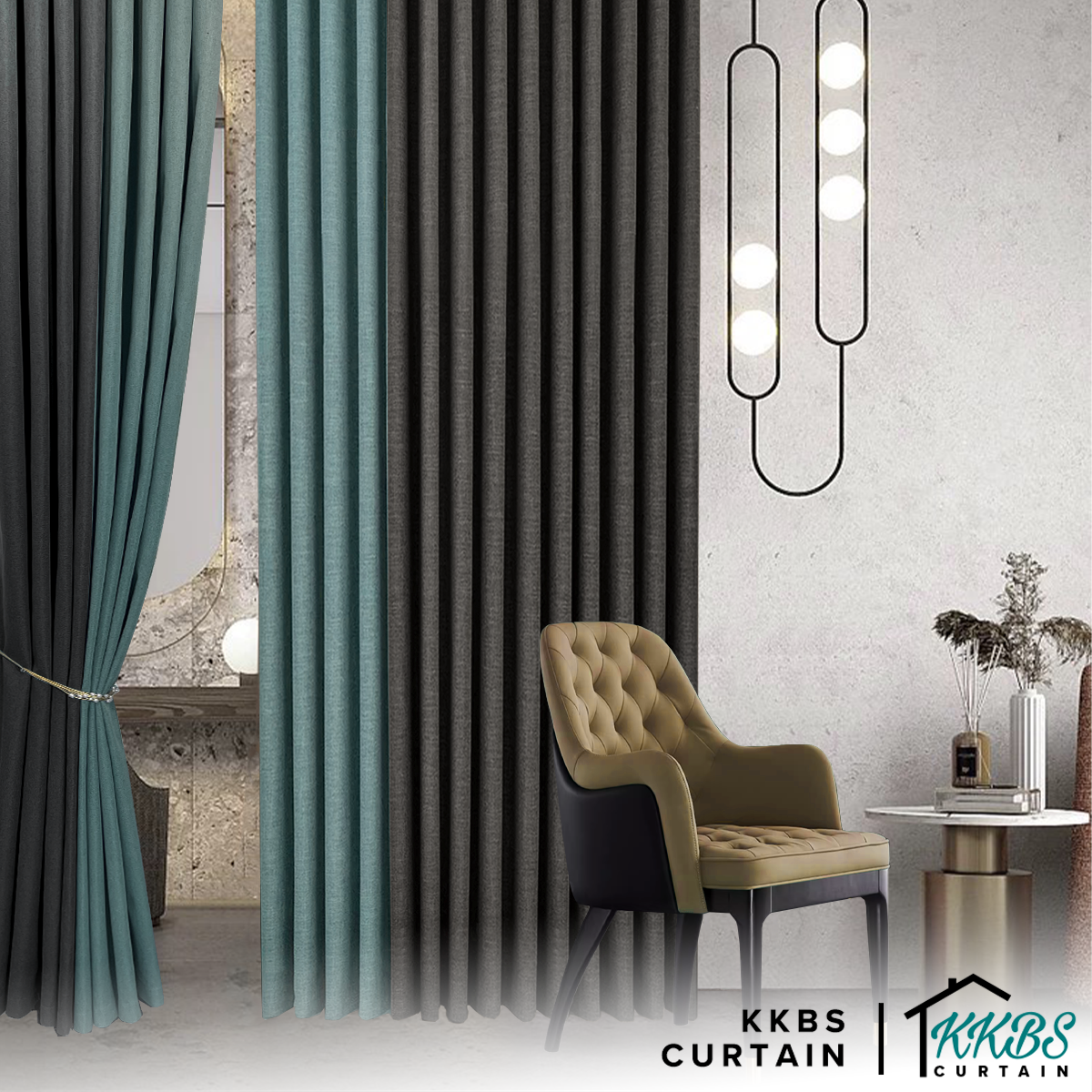 Mizuka 100% Blackout Curtain Ready Made Extra Width
