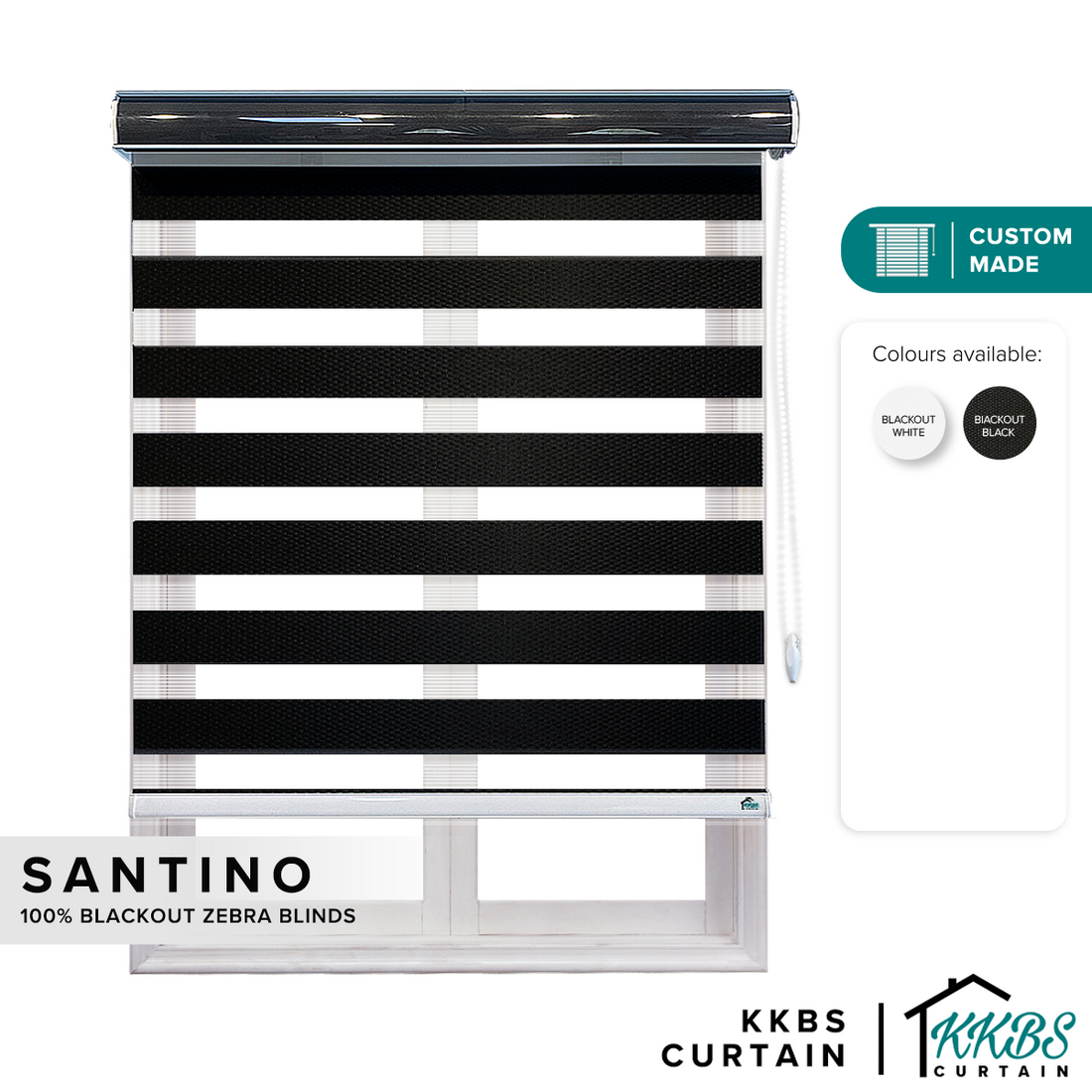 Santino 100% Blackout Zebra Blinds Custom Made