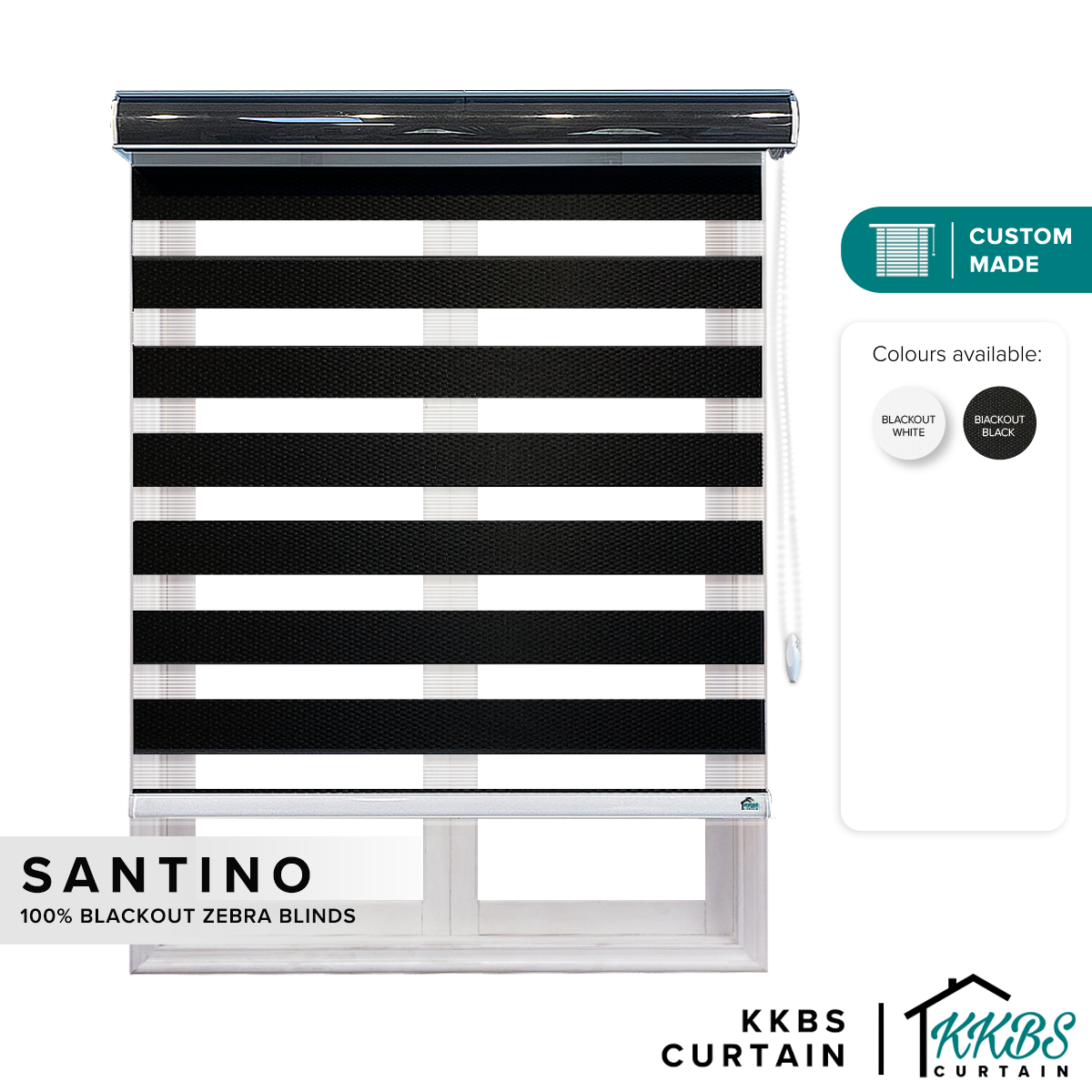 Santino 100% Blackout Zebra Blinds Custom Made