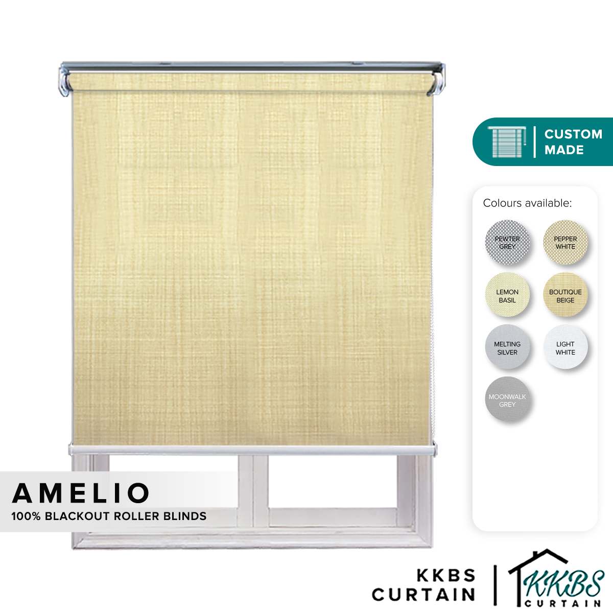 Amelio 100% Blackout Roller Blinds Custom Made