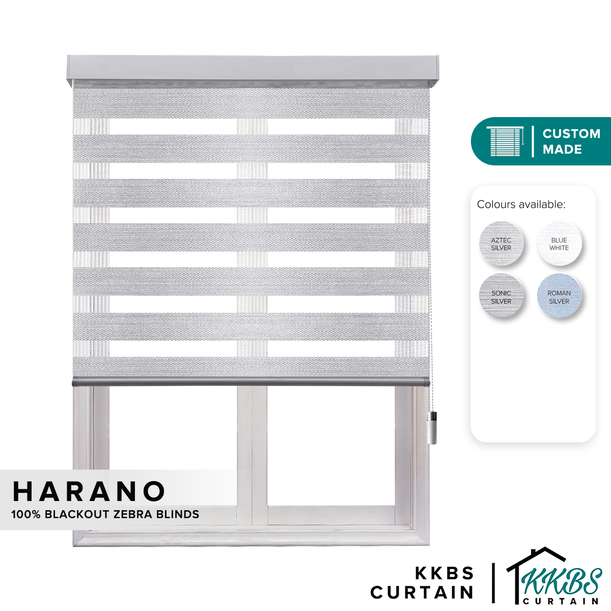 Harano 100% Blackout Zebra Blinds Custom Made