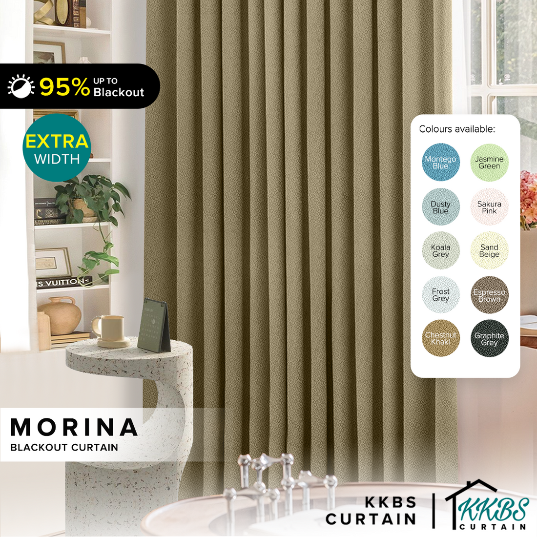 Morina 85-95% Blackout Curtain Ready Made Extra Width