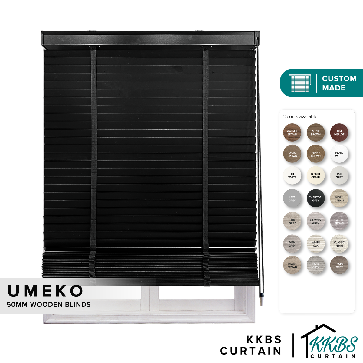 Umeko 50mm Wooden Blinds Custom Made