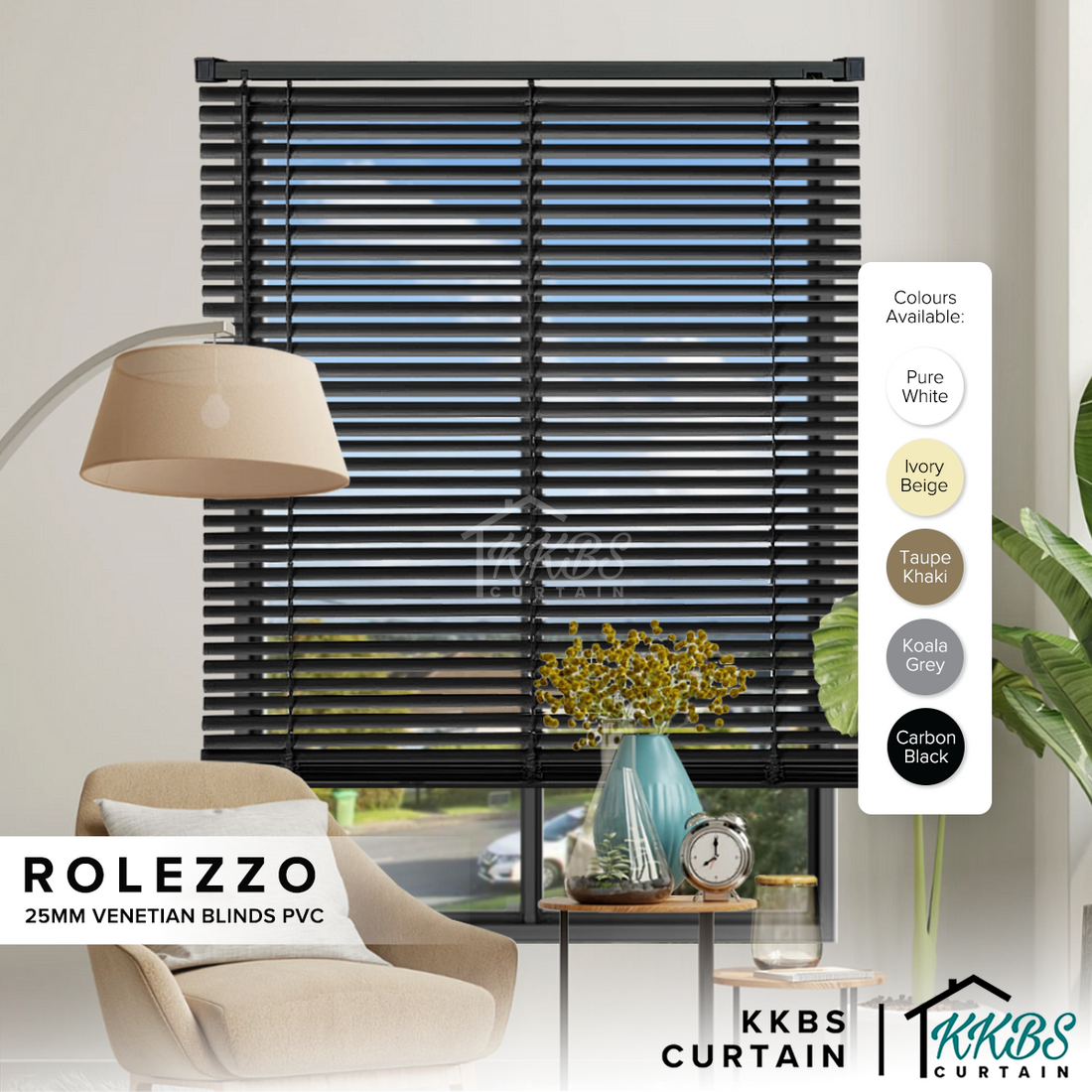 Rolezzo 25mm Venetian Blinds PVC Ready Made Complete Set
