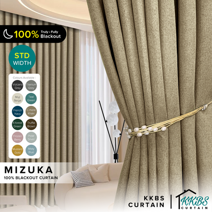 Mizuka 100% Blackout Curtain Ready Made Standard Width