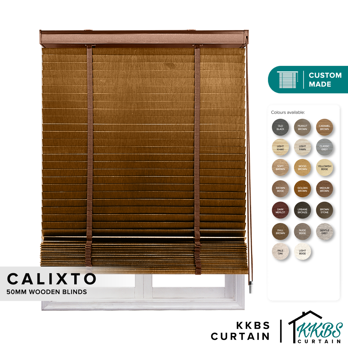 Calixto 50mm Timber Blinds / Wooden Blinds Custom Made