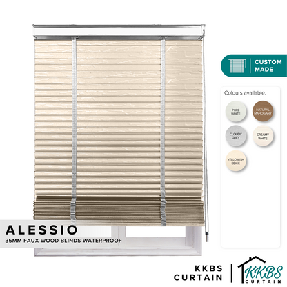 Alessio 35mm Faux Wood Blinds Waterproof Custom Made