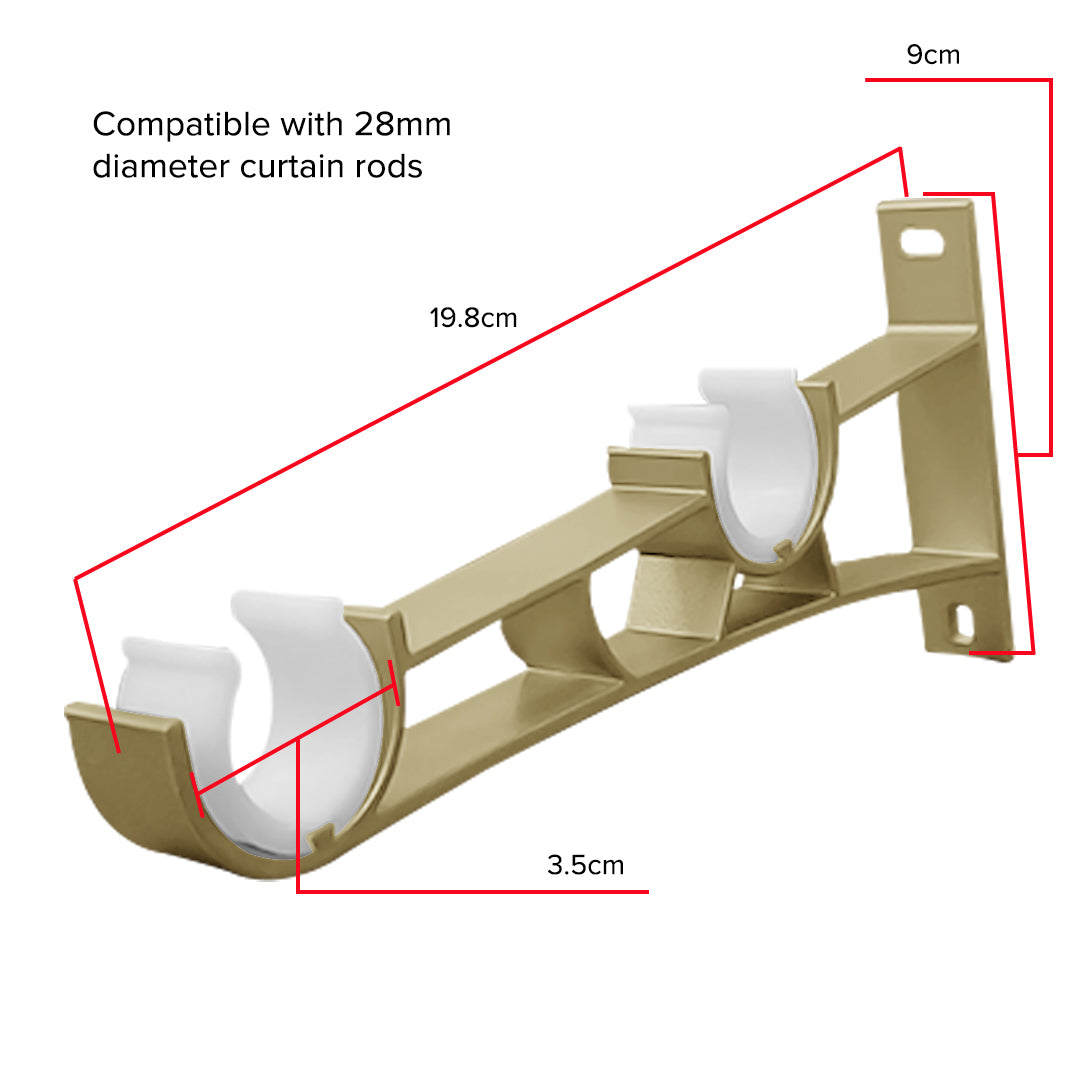 Morandy Curtain Rod Double Bracket - Matte Light Gold