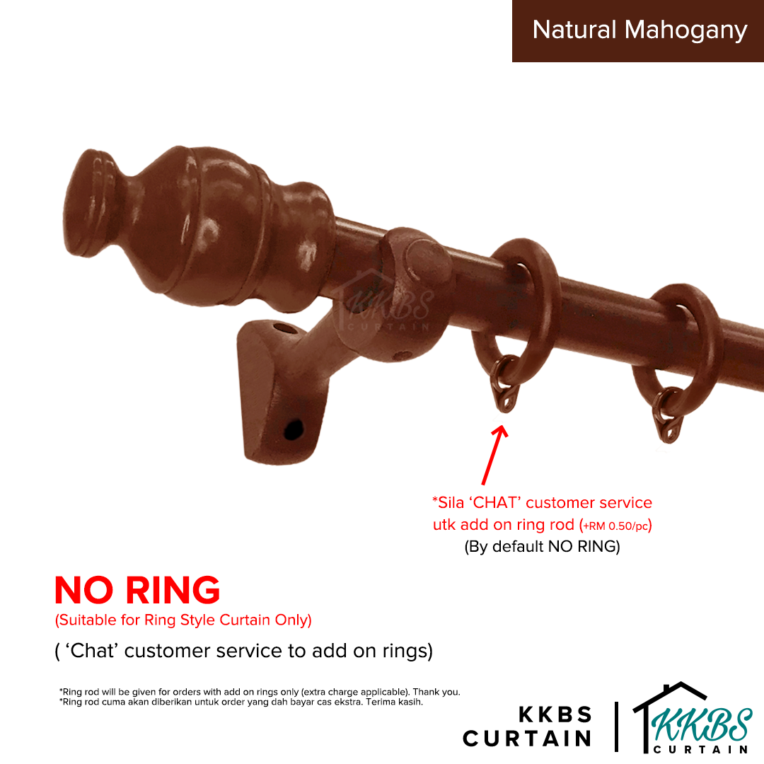 Cassedy Wooden Curtain Rod Single Complete Set