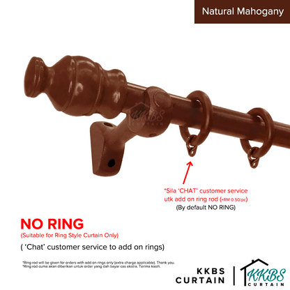 Cassedy Wooden Curtain Rod Single Complete Set