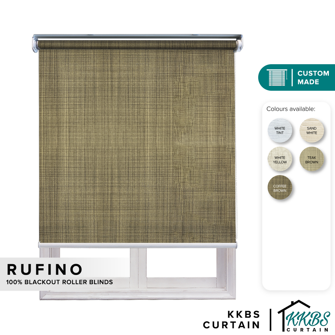 Rufino 100% Blackout Roller Blinds Custom Made
