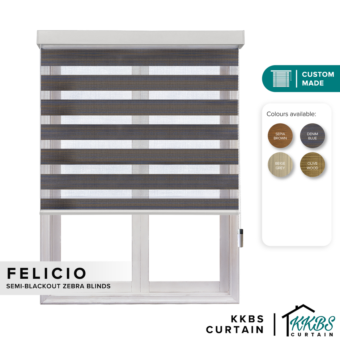 Felicio Semi Blackout Zebra Blinds Custom Made