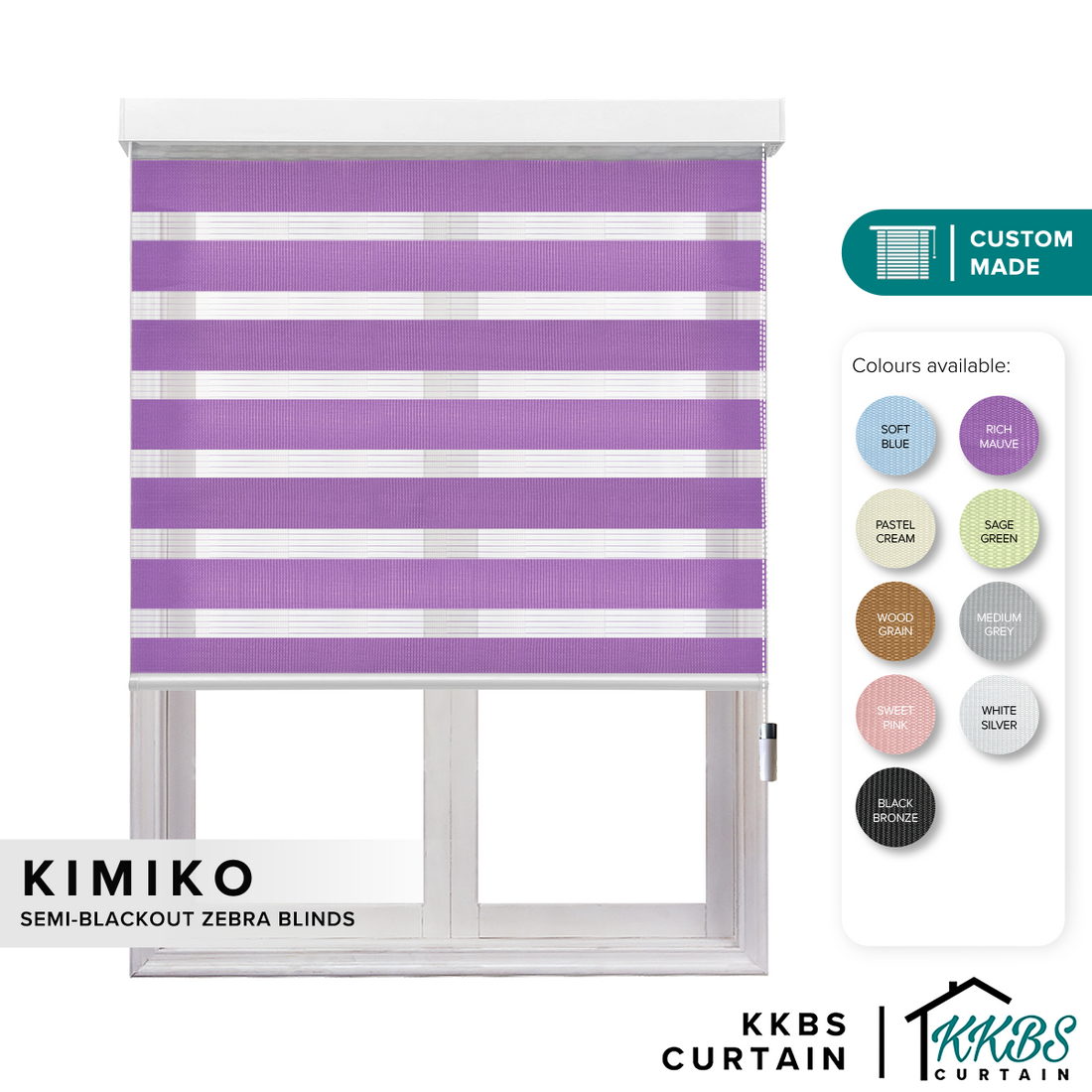 Kimiko Semi Blackout Zebra Blinds Custom Made