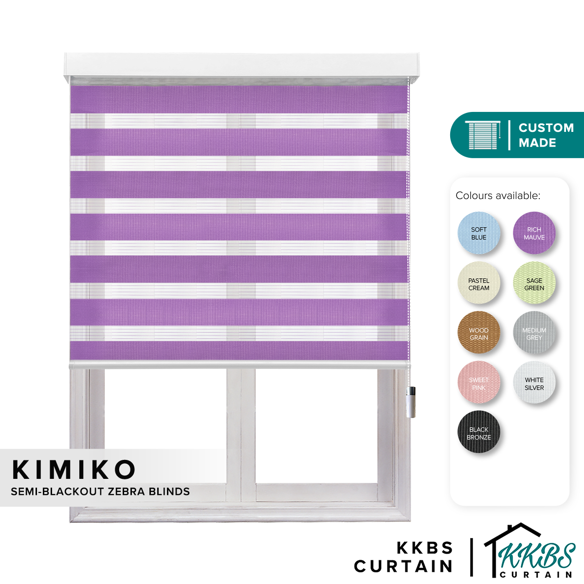 Kimiko Semi Blackout Zebra Blinds Custom Made