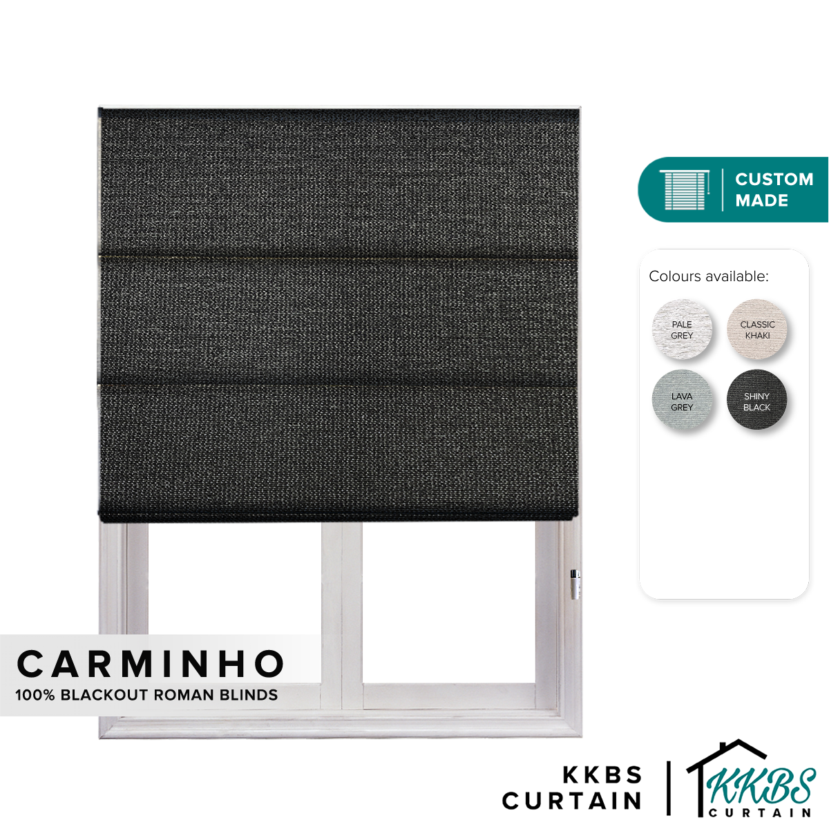 Carminho 100% Blackout Roman Blinds Custom Made