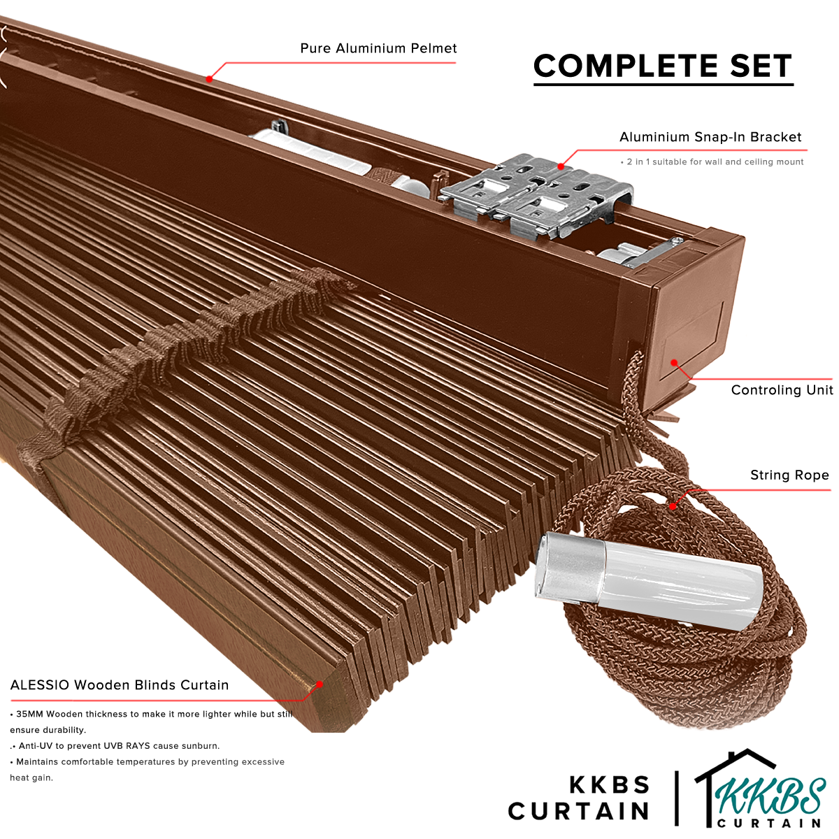 Alessio 35mm Faux Wood Blinds Waterproof Custom Made