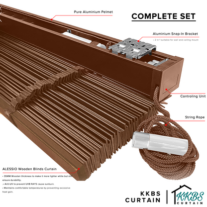 Alessio 35mm Faux Wood Blinds Waterproof Custom Made