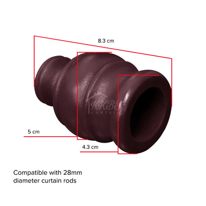 Cassedy Wooden Curtain Rod End Cap - Dark Merlot
