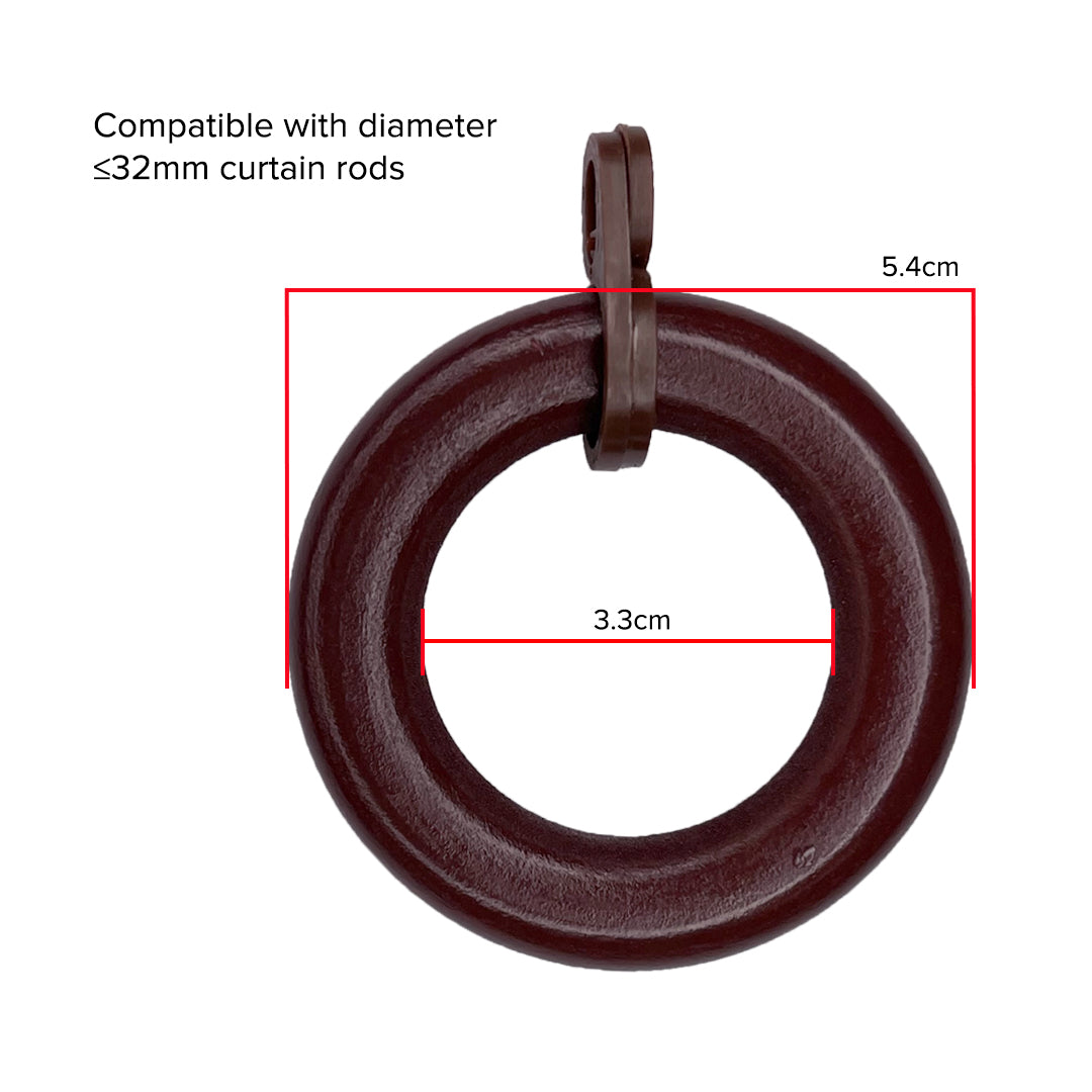 Cassedy Wooden Curtain Rod Ring Dark Merlot Colour