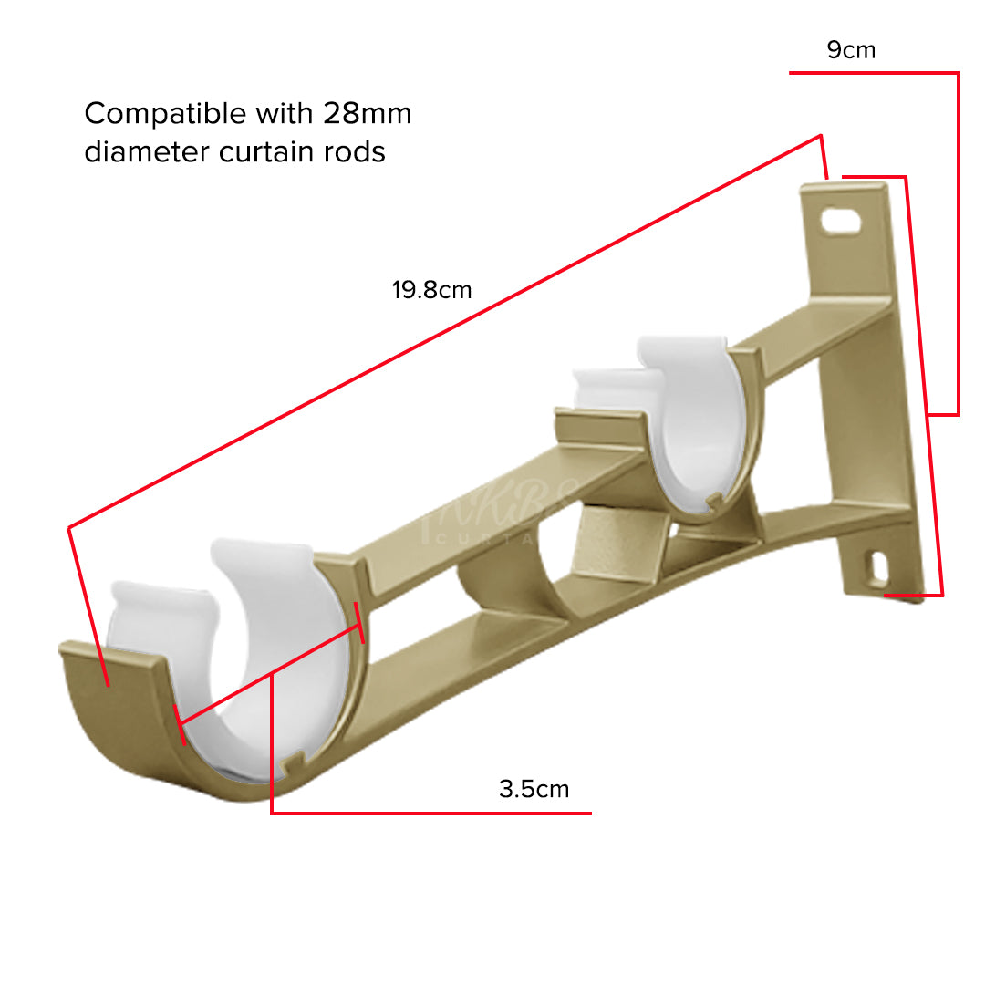 Morandy Curtain Rod Double Bracket - Matte Light Gold