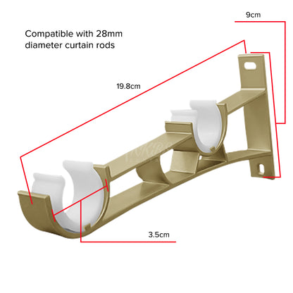 Morandy Curtain Rod Double Bracket - Matte Light Gold