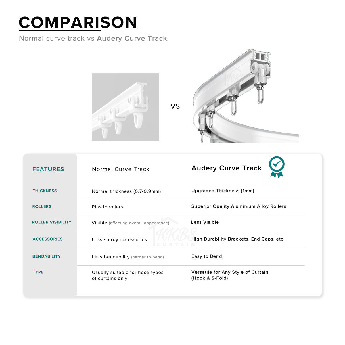 Audery Bendable Curve Curtain Track