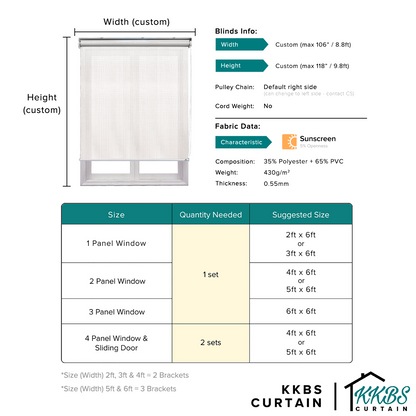 Hedoso Sunscreen Roller Blinds Custom Made