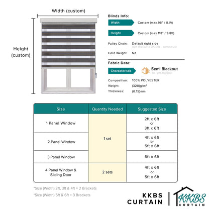 Felicio Semi Blackout Zebra Blinds Custom Made