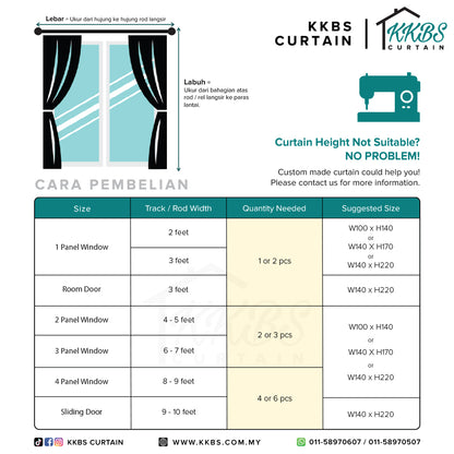 [BUY 1 FREE 1]  Derica Semi Blackout Curtain Ready Made