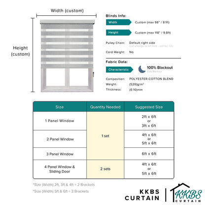 Palermo 100% Blackout Zebra Blinds Custom Made