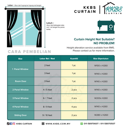 [BUY 1 FREE 1] Luxeria 90% Blackout Curtain Ready Made