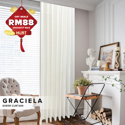 [RM88 HUAT HUAT DEALS] Graciela Privacy Sheer Curtain Ready Made
