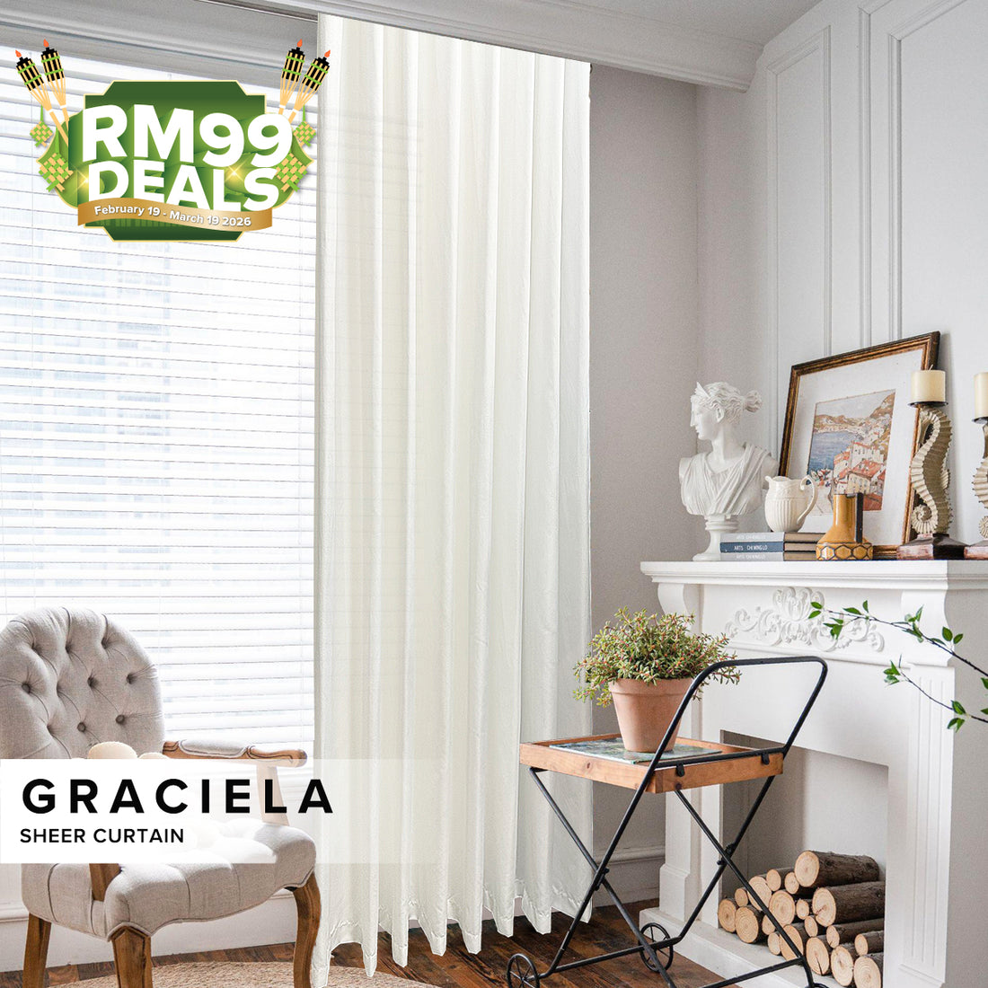 [RM99 SERI RAYA DEALS] Graciela Privacy Sheer Curtain Ready Made