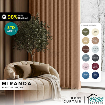 Miranda 90-98% Blackout Curtain Ready Made Hook &amp; Eyelet - Std Width