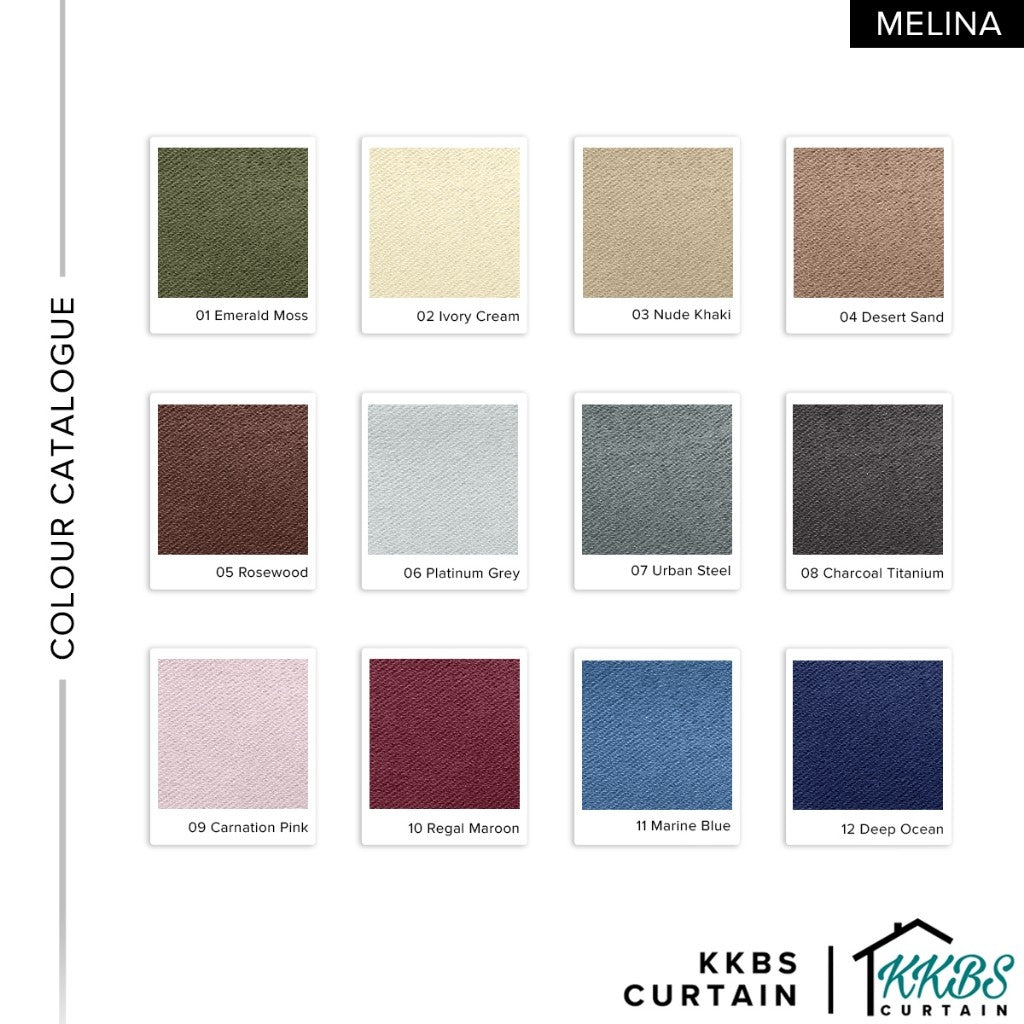 Melina 90-98% Blackout Curtain Ready Made Hook &amp; Eyelet - Std Width