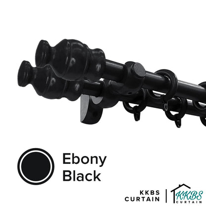 Cassedy Wooden Curtain Rod Double Complete Set