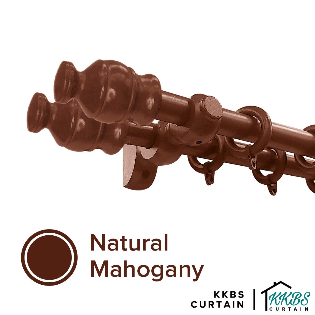 Cassedy Wooden Curtain Rod Double Complete Set